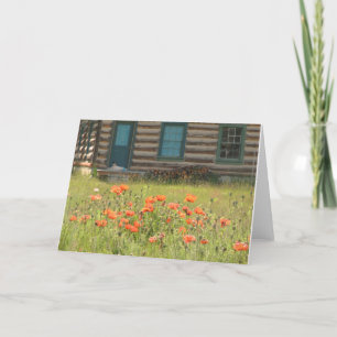 Carte de voeux Blank Inside Dog and Poppies