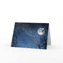 Carte de voeux bleu-foncé de ciel de lune d'étoile