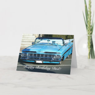 Carte de voeux bleue classique de voiture de papa
