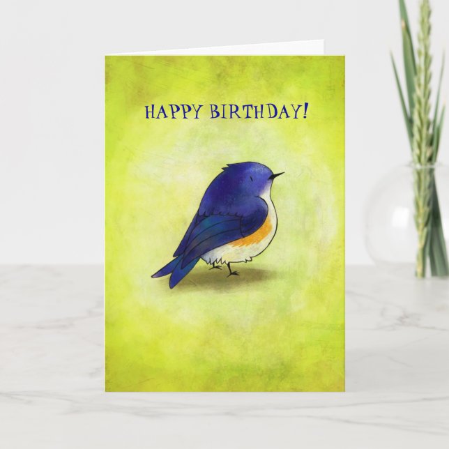 Carte de voeux bleue de birdie (personnalisable) (Devant)