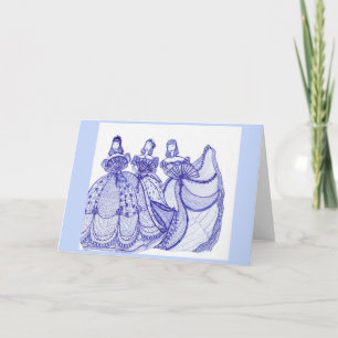 Carte de voeux bleue de femmes de la Chine de