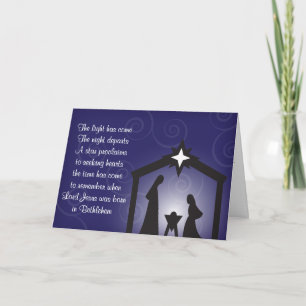 Carte de voeux bleue de nativité de Noël de soirée