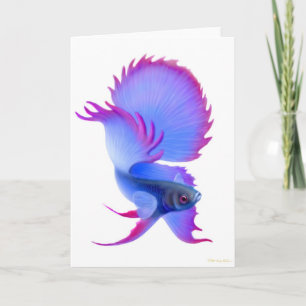 Carte de voeux bleue de poissons de Betta