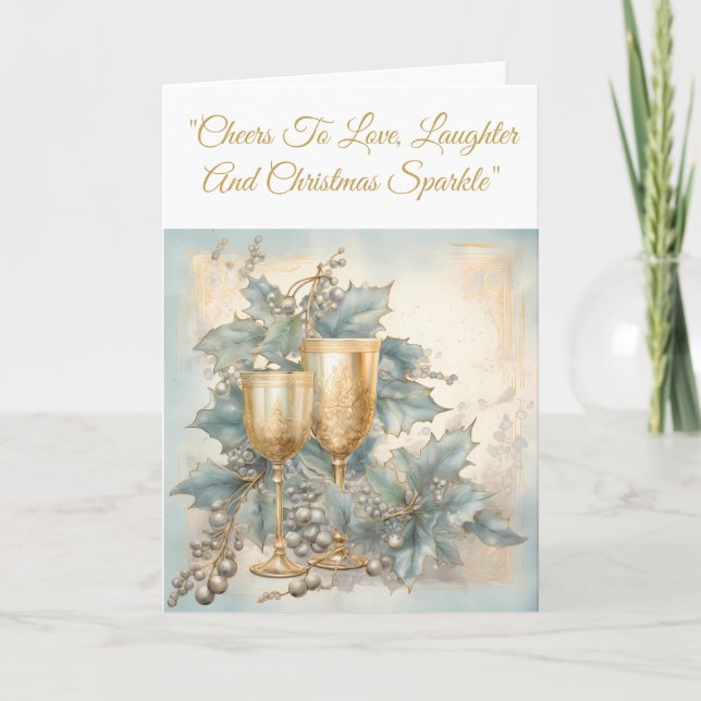 Carte de voeux - Blue & Gold Christmas Elegance Ca (Devant)