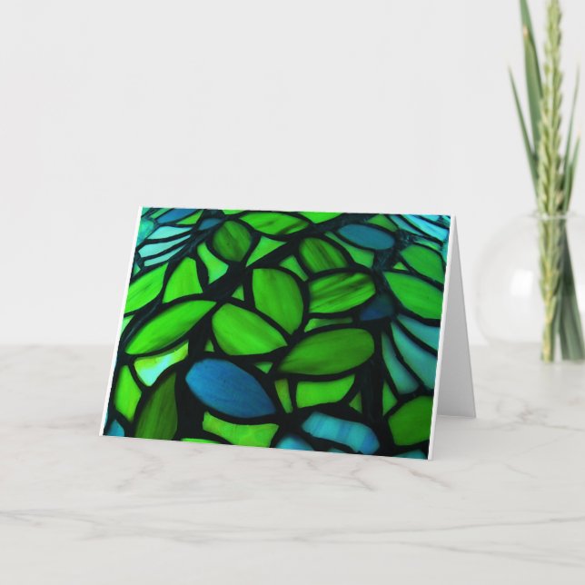 Carte de voeux Blue Green Joli Vitrail Note (Devant)