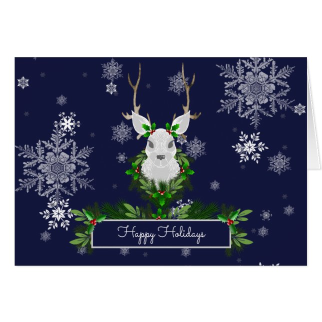 Carte de voeux Blue Reindeer (Devant horizontal)