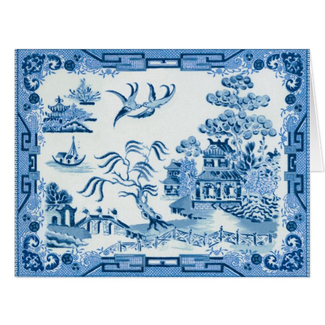 Carte de voeux Blue Willow (Devant horizontal)