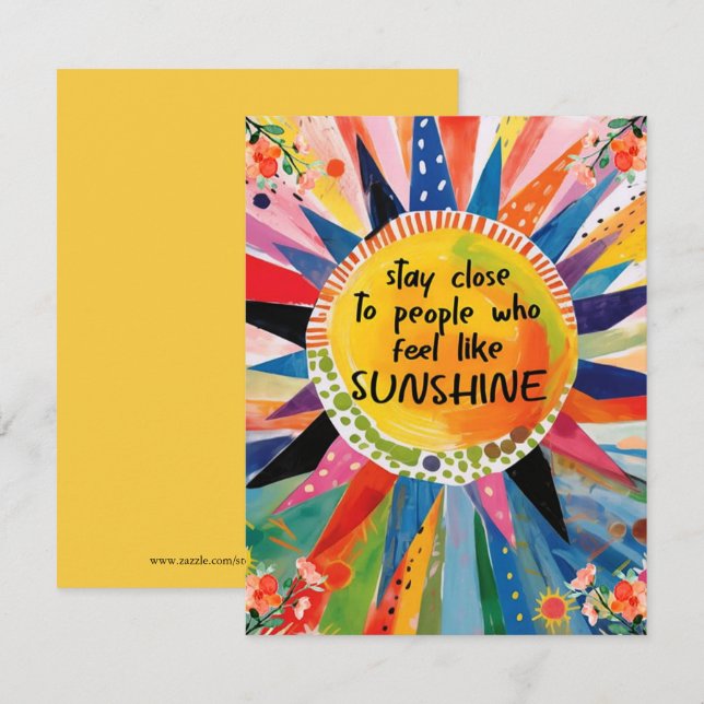 Carte de voeux Boho Inspirational Sun Friendship (Devant / Derrière)