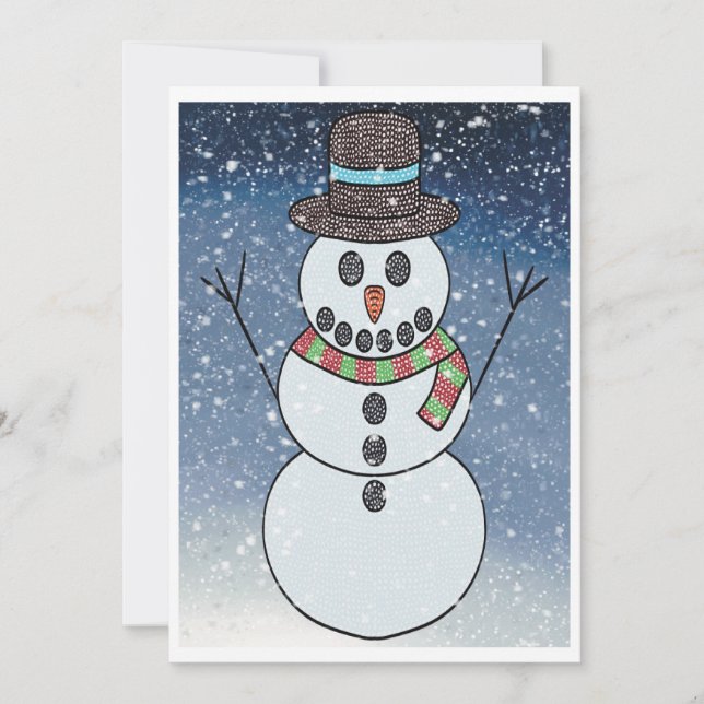 Carte de vœux Bonhomme de neige avec fond (Devant)