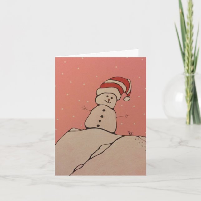 Carte de voeux, bonhomme de neige et Robin (Devant)