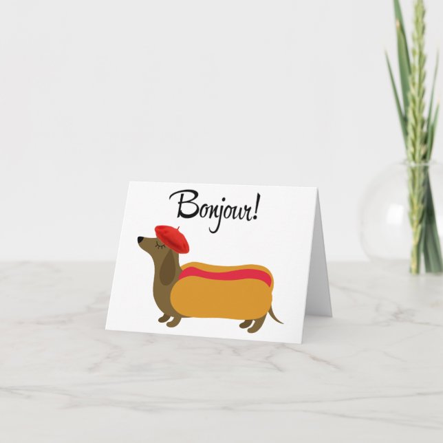 Carte de voeux Bonjour Dachshund (Devant)