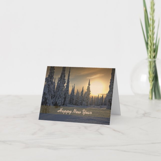 Carte de vœux Bonne Année Neige & Soleil (Devant)