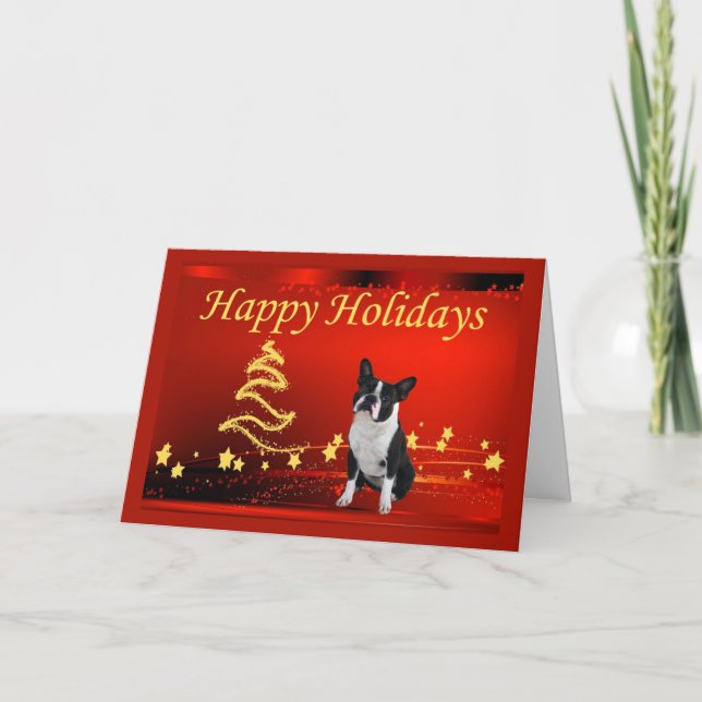 Carte de voeux Boston Terrier Christmas Stars (Devant)