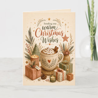 Carte de vœux botanique au chocolat chaud de Noël