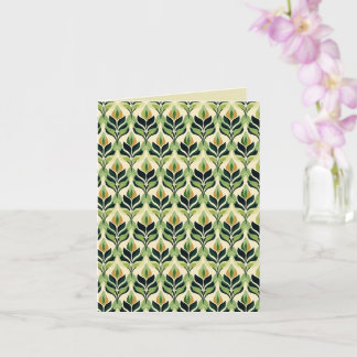 Carte de vœux botanique aux feuilles vertes Art No
