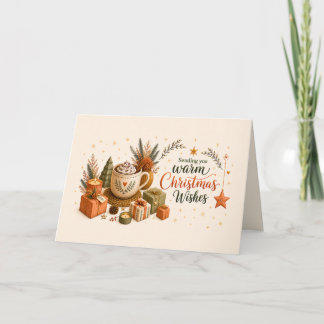 Carte de vœux botanique chocolat chaud Noël cosy