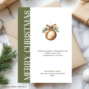 Carte de vœux boule de Noël minimaliste neutre