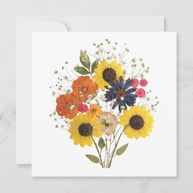 Carte de voeux Bouquet de tournesol en fleurs pres (Devant)