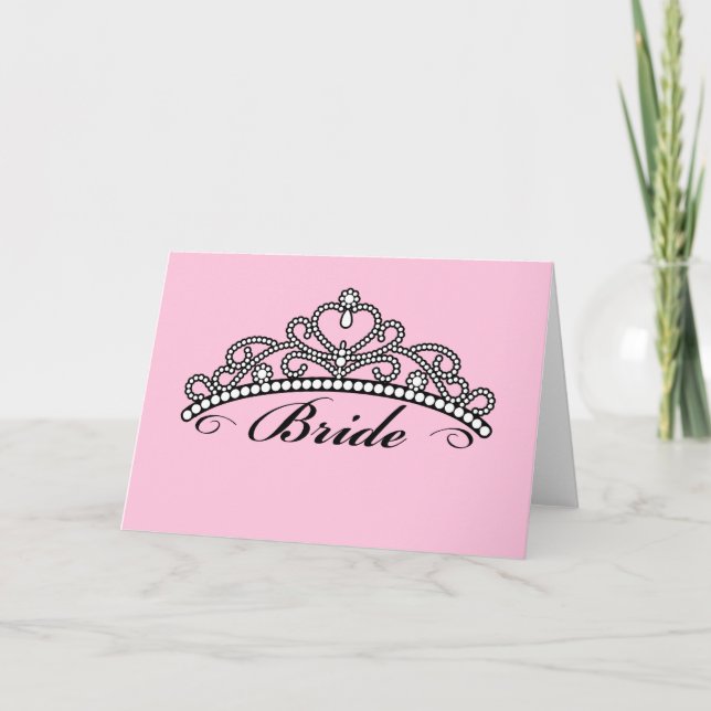 Carte de voeux Bride Tiara (arrière - plan rose) (Devant)