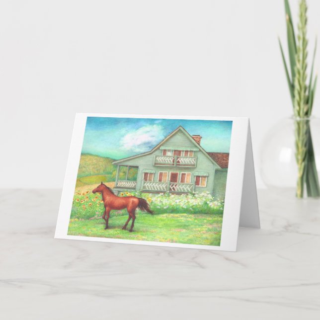 Carte de voeux bucolique de maison de campagne et (Devant)