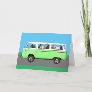 Carte de voeux Bunny Bus - Vert
