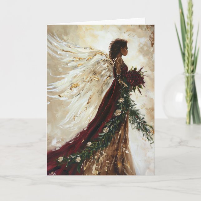 Carte de voeux Burgandy Art Angel, Ebony Angel (Devant)