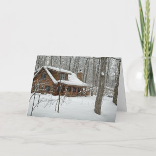 Carte de vœux Cabane en rondins en hiver