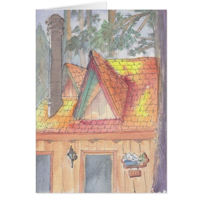 Carte de voeux "Cabine Watercolor Sketch/Arrowhead (Devant)