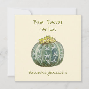 Carte de vœux cactus à baril bleu