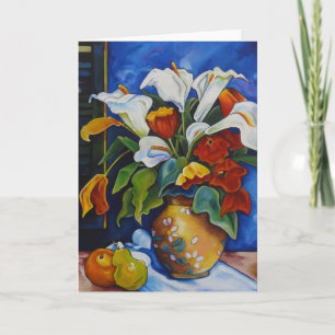 Carte de voeux Calla Lilies and Poppies