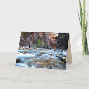 Carte De Voeux, Canyon Rushing Water, Blanc À L'In