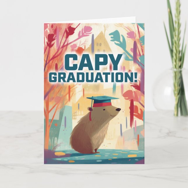 Carte de voeux Capybara "Capy" Graduation (Devant)