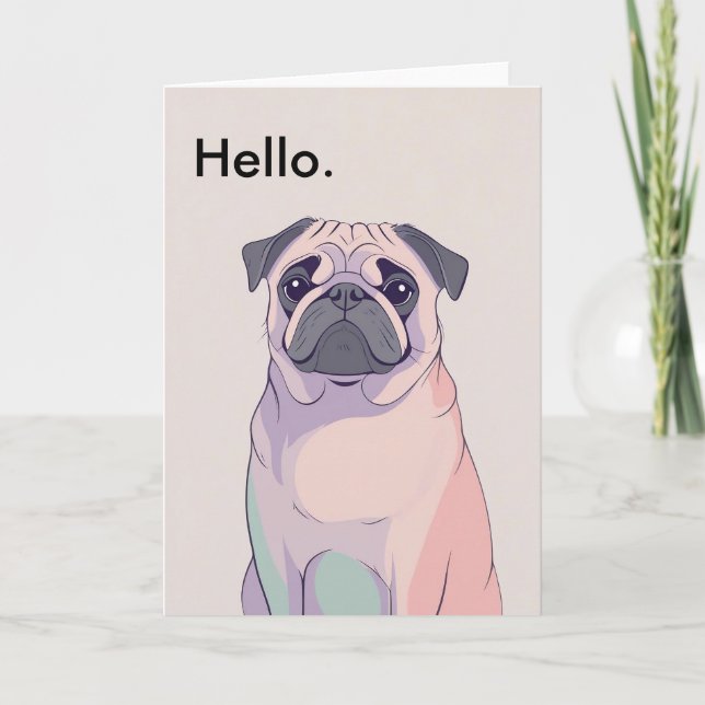 Carte de voeux carlin - Art de Chien Rétro - Vierg (Devant)