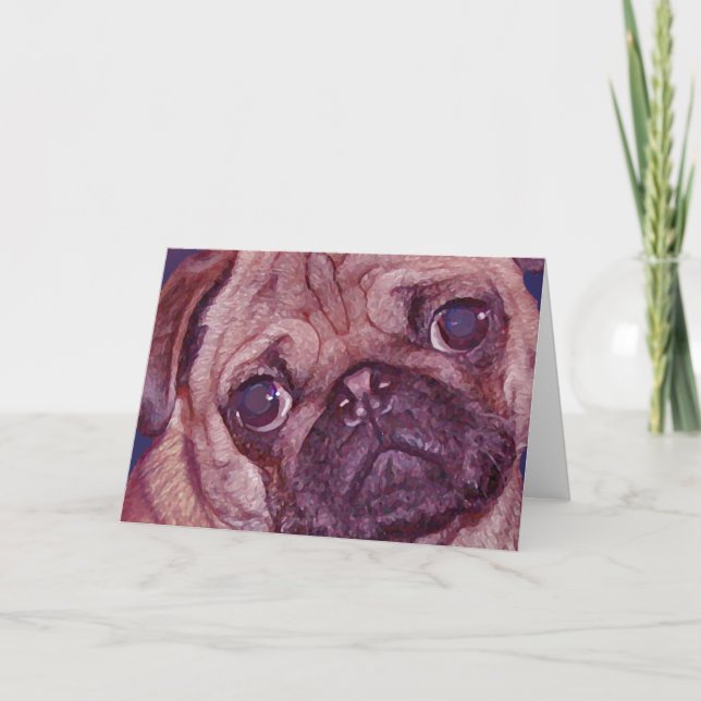 Carte de voeux carlin Puppy Face (Devant)