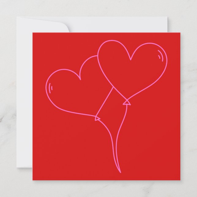 Carte de vœux carrée de designer LOVE 2 Cœurs Sain (Devant)