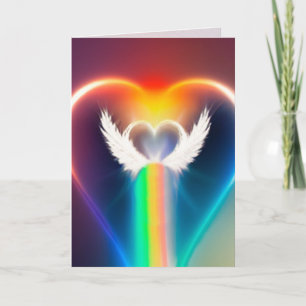 Carte de vœux/Carte de note Ange Arc-en-ciel Cœur
