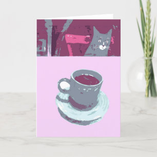 Carte de voeux Cat & Coffee