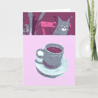 Carte de voeux Cat & Coffee