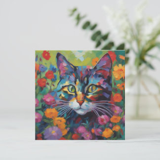Carte de voeux Cat In the Garden