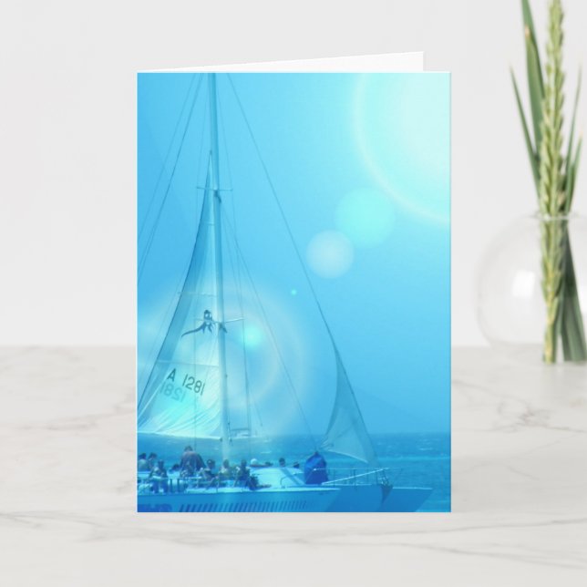 Carte de voeux Catamaran de voile (Devant)