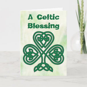 Carte de voeux celtique de bénédiction de shamrock