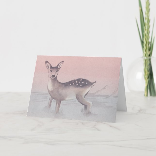 Carte de voeux "Cerf" Aquarelle (Devant)