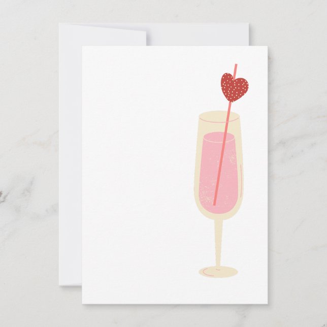 Carte de voeux Champagne love verre (Devant)