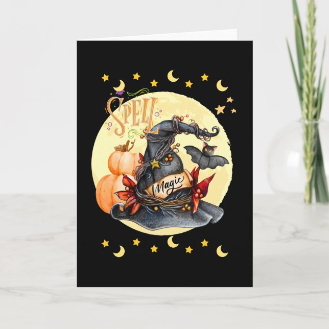 Carte de vœux Chapeau de Sorcières Magiques Hallow (Devant)