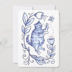 Carte de vœux Chat Bleu