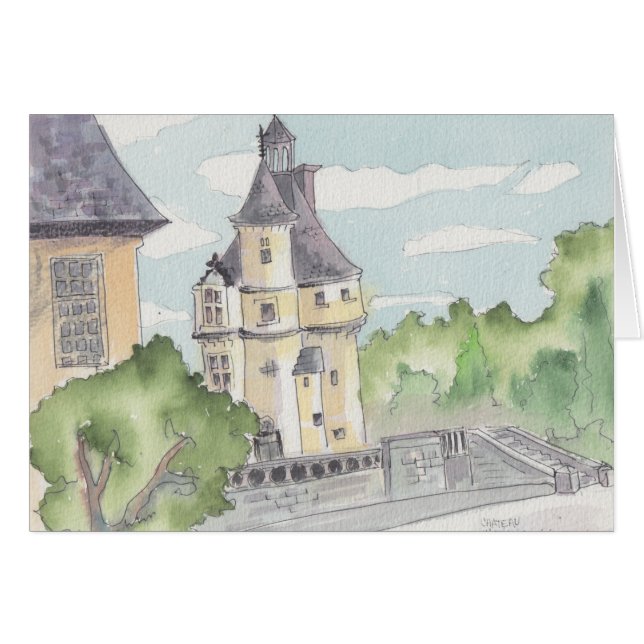 Carte de voeux "Chateux" Aquarelle (Devant horizontal)