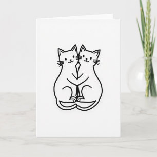 Carte de vœux Chats s'enlacent d'amour