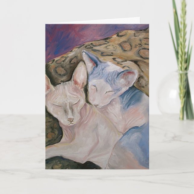 Carte de voeux chauve de chat de minou de sphinx (Devant)