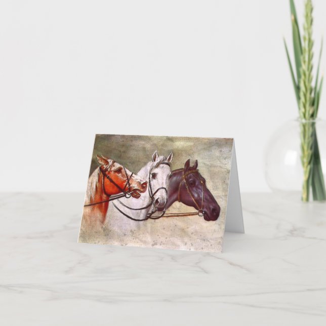 Carte de voeux Cheval vintage (Devant)