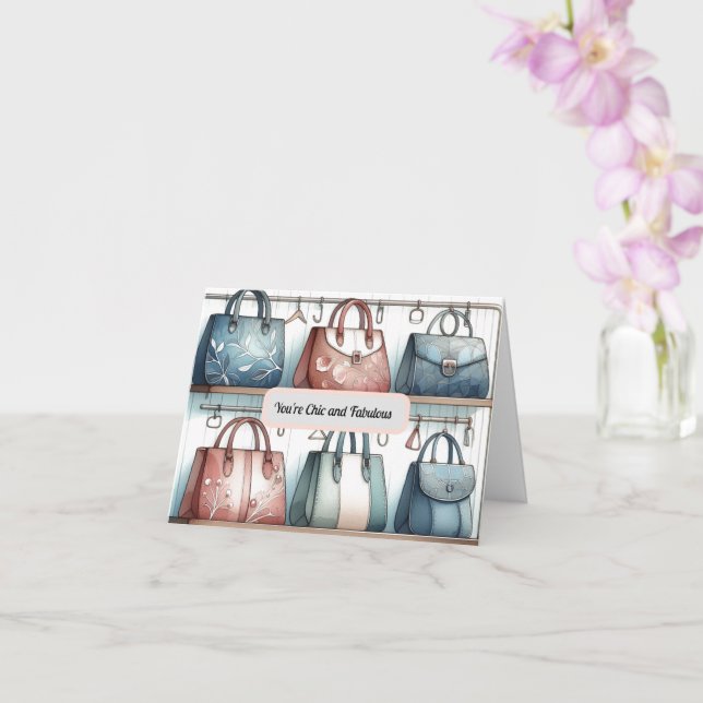 Carte de vœux chic et fabuleuse pour sac à main (Orchidée)